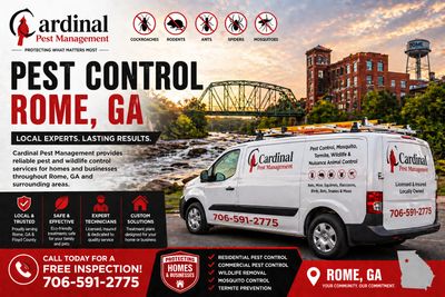 Cardinal Pest Management offers expert pest control services in Rome, GA, with reliable results and free inspections.