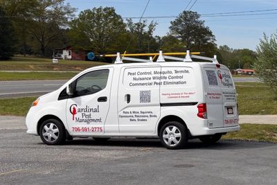 White Cardinal Pest Management van in Rockmart Ga. 