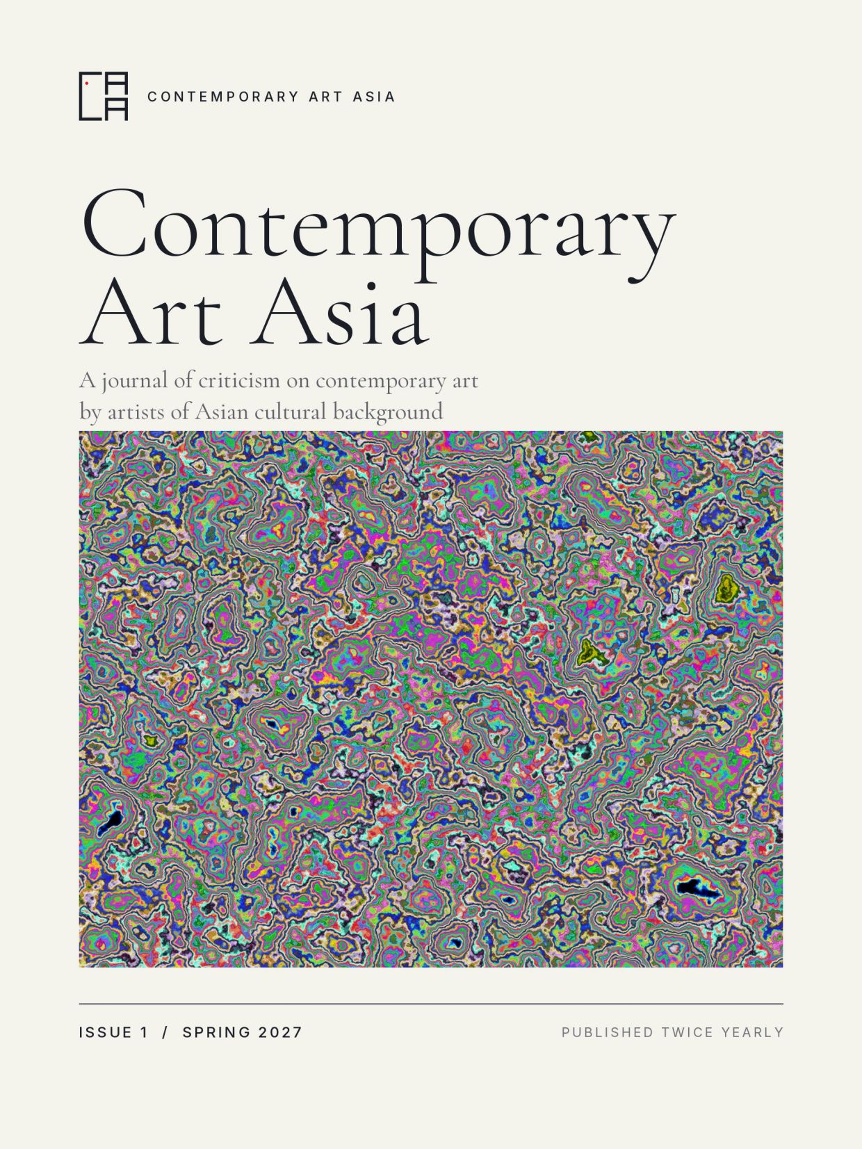 Cover of Contemporary Art Asia journal with abstract colorful artwork.