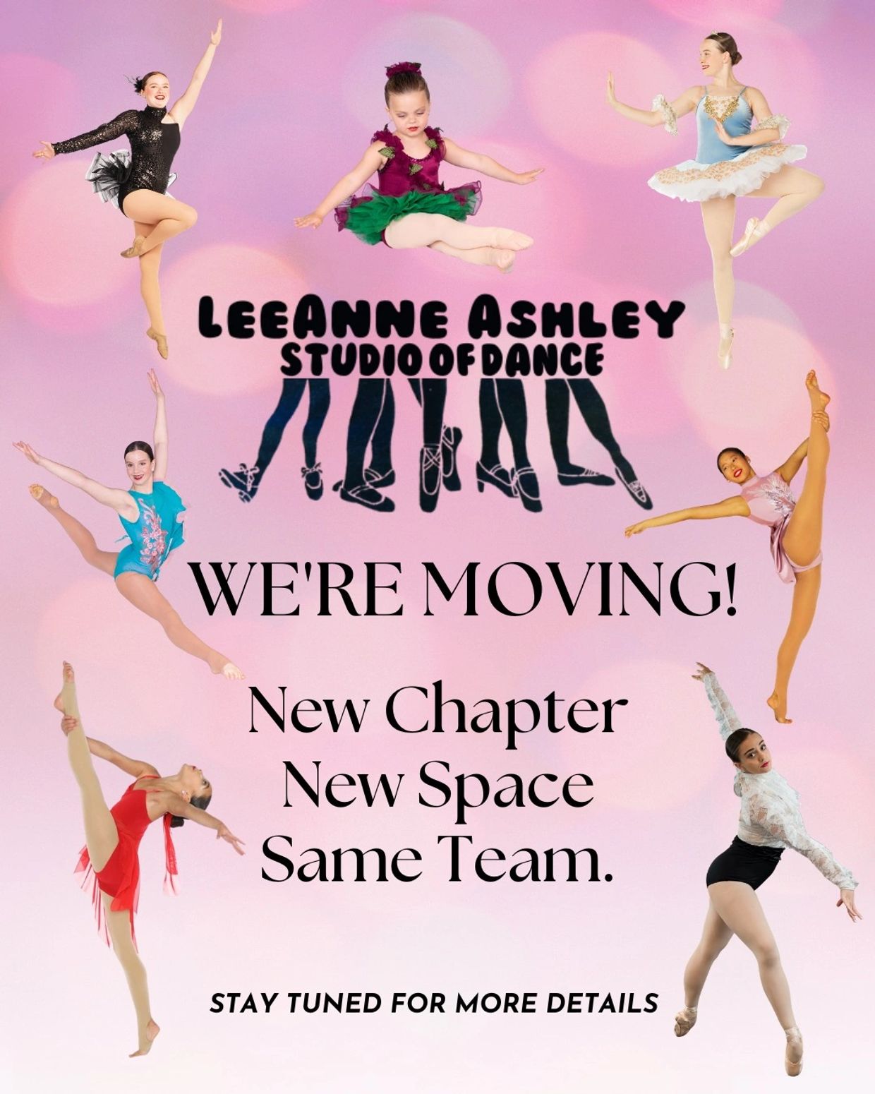 Dance studio announcement about moving to a new space.