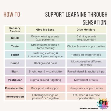 Support learning through sensation