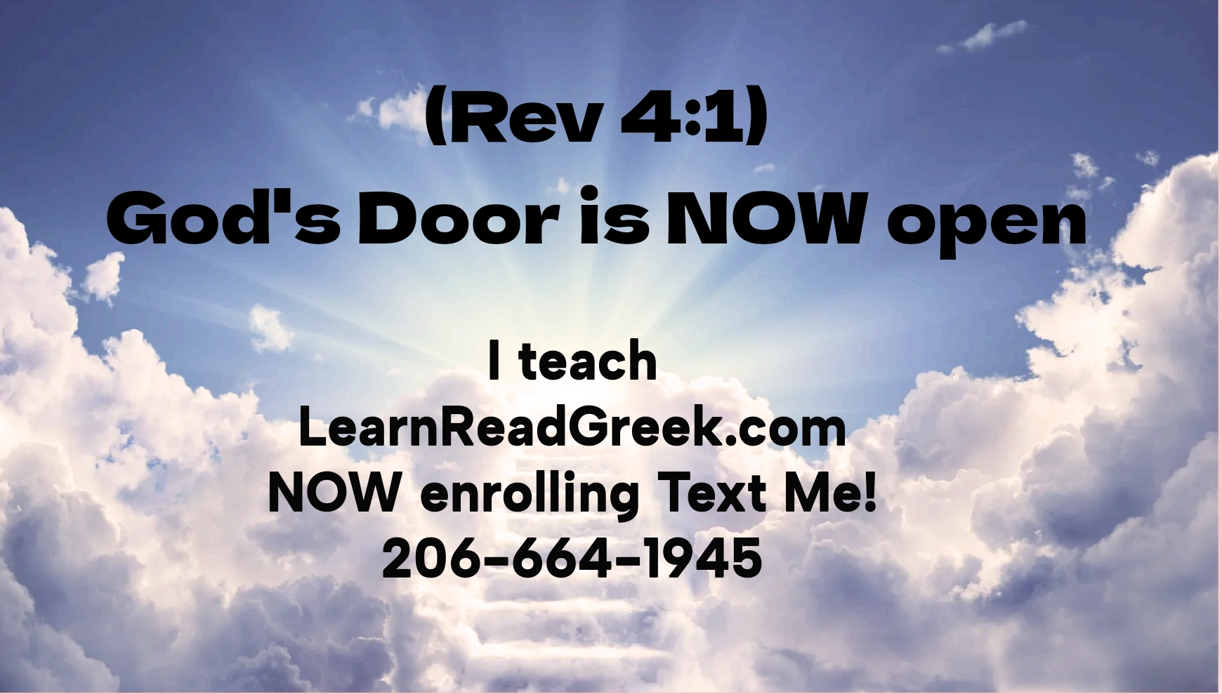 banner with text written God's door is now open 