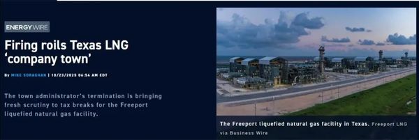 Firing roils Texas LNG company town.