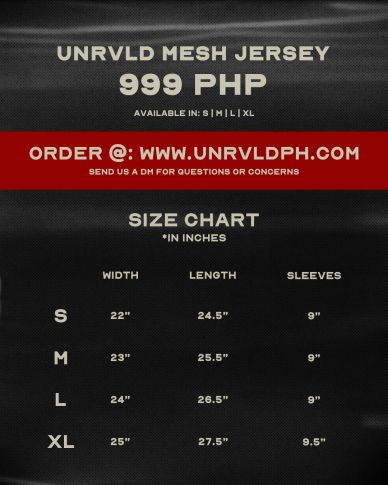 Mesh jersey pricing and size chart with ordering info.