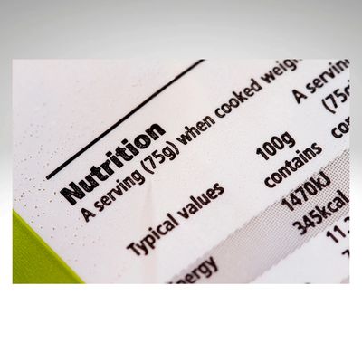 UK food label showing nutrition panel