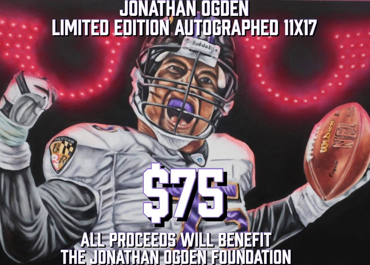 Jonathan Ogden LIMITED EDITION Autographed “Dorsey Art” 11x17 Print