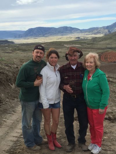 David & Sherie Overcash along with Don and Darlene Tatley planting the orchards in 2016