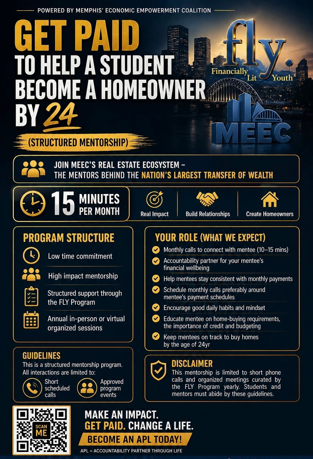 Get paid to mentor students to become homeowners by 24 with MEEC's structured program.