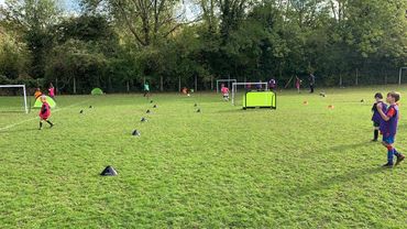 Soccer school football coaching session