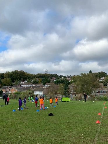 Holiday camp football coaching session