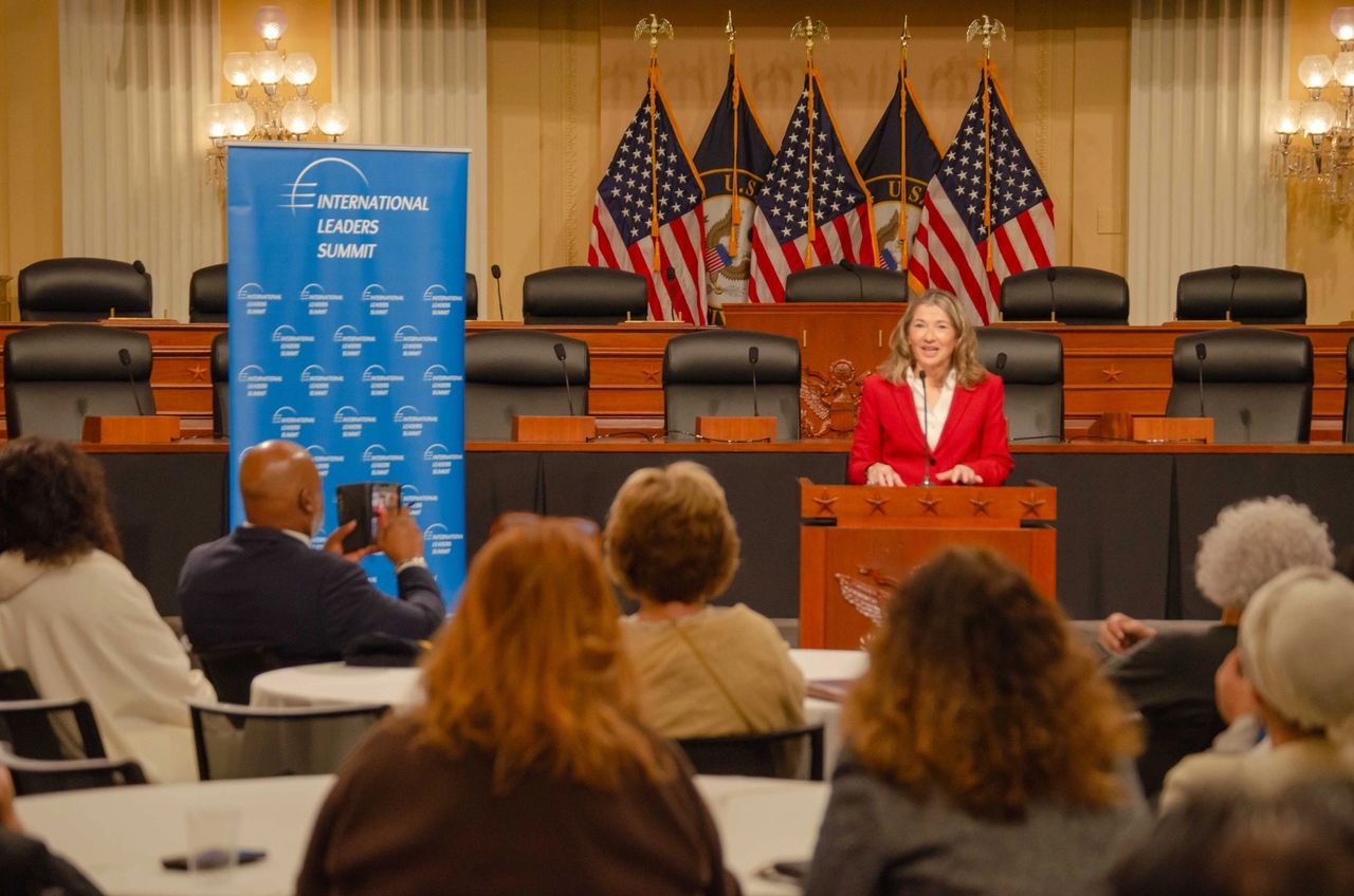 Capitol Hill, Washington, DC | Natasha Srdoc delivers remarks at an International Leaders Summit event co-hosted by members of Congress including Chairman Mike Bost.
