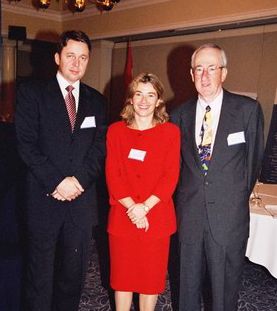 Zagreb, Croatia | Inaugural International Leaders Summit, November 5-7, 2004 | Keynote Speakers — Honorable Ivan Miklos, finance minister of Slovak Republic and pioneer of economic reforms including the implementation of the flat tax and Dr. Alvin Rabushka, father of the modern-day flat tax, author of "The Flat Tax,"  senior fellow, Hoover Institution at Stanford University, former senior adviser to President Ronald Reagan on tax policy and founding leadership board member of Adriatic Institute-International Leaders Summit with Natasha Srdoc.