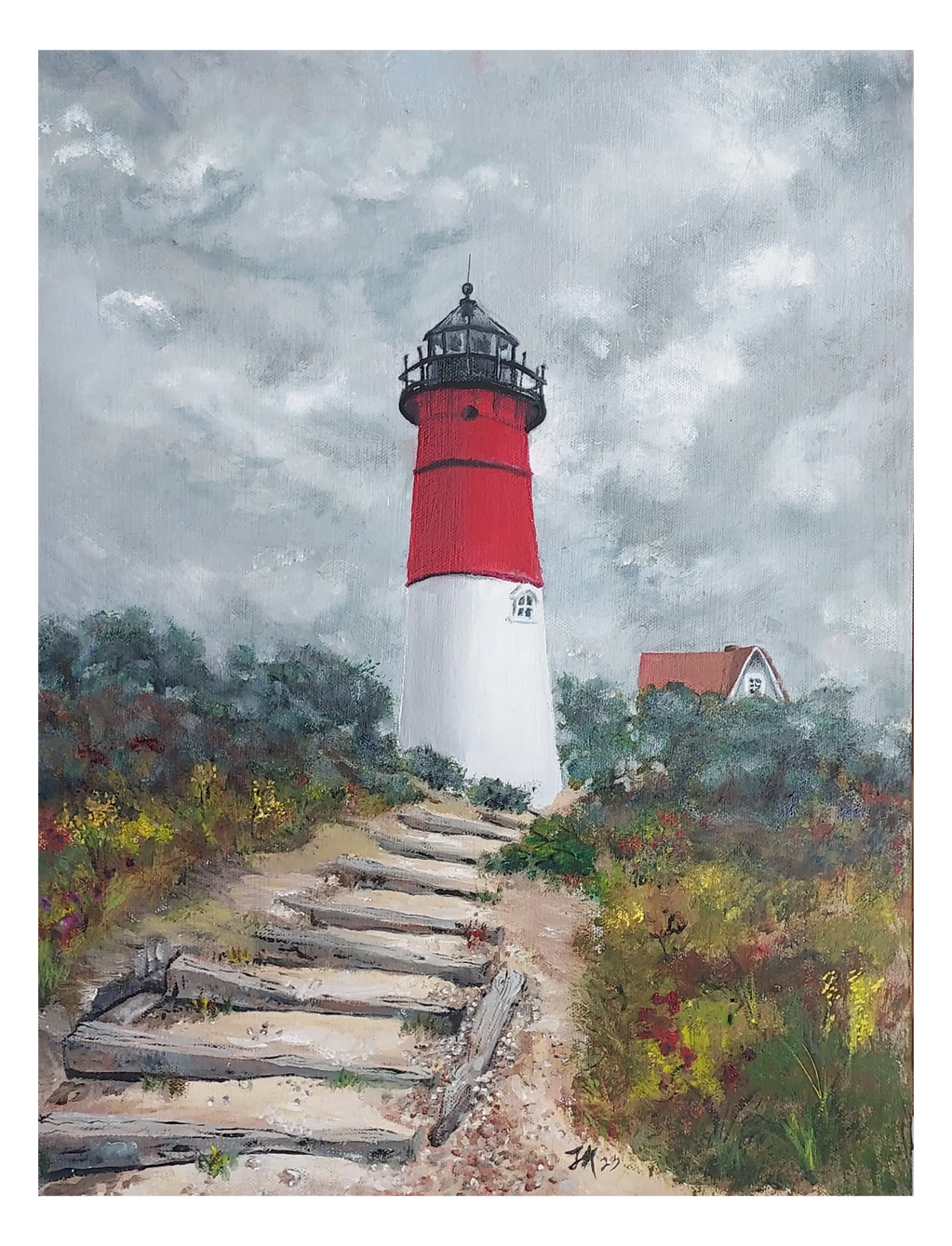 Nauset Light House on a rainy day Cape Cod MA    September 2023