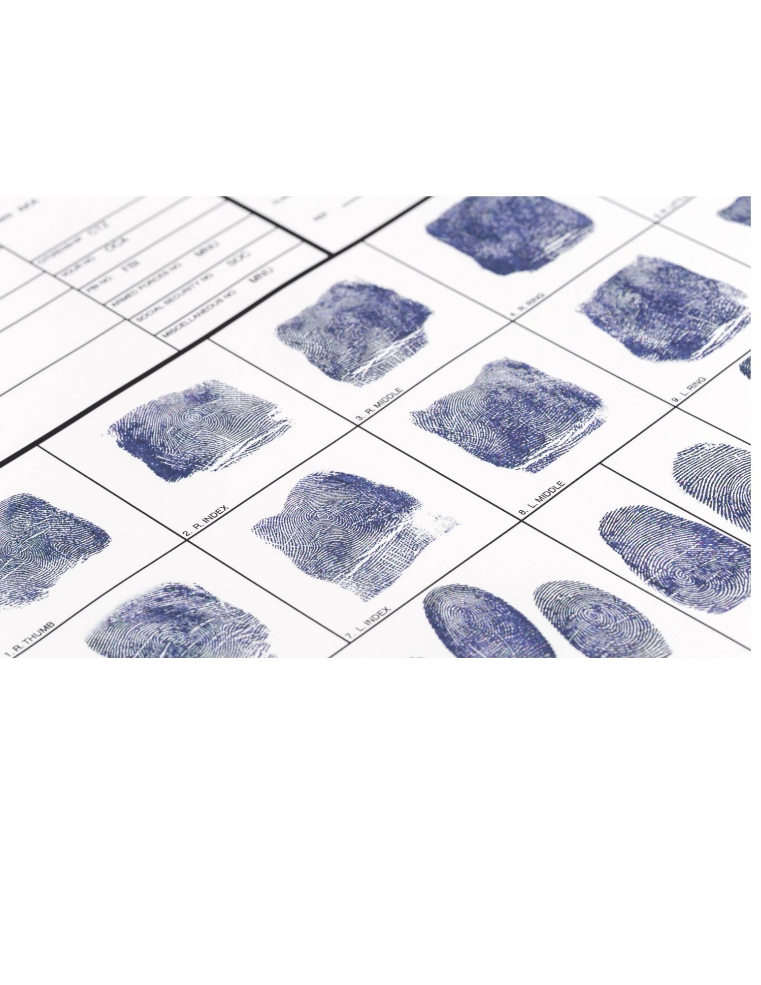 Rolled Ink Fingerprinting FD-258 Cards