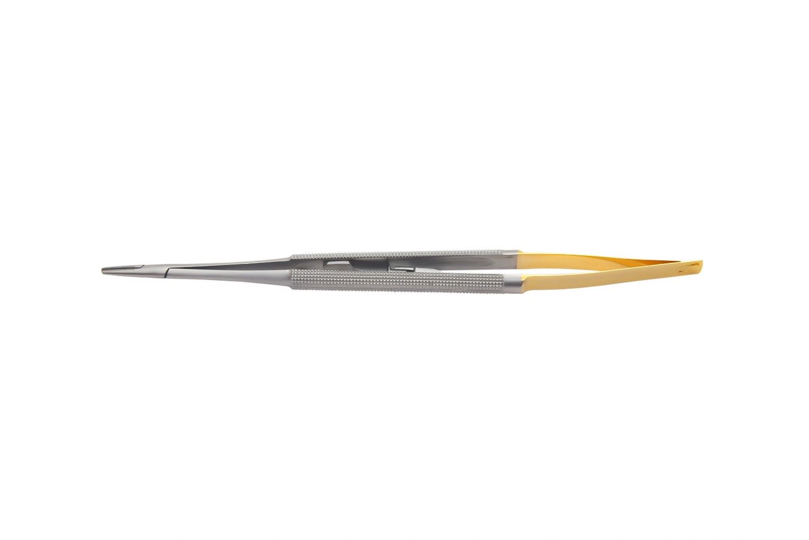 Castroviejo needle holder with tungsten carbide tip for precise microsurgical suturing
