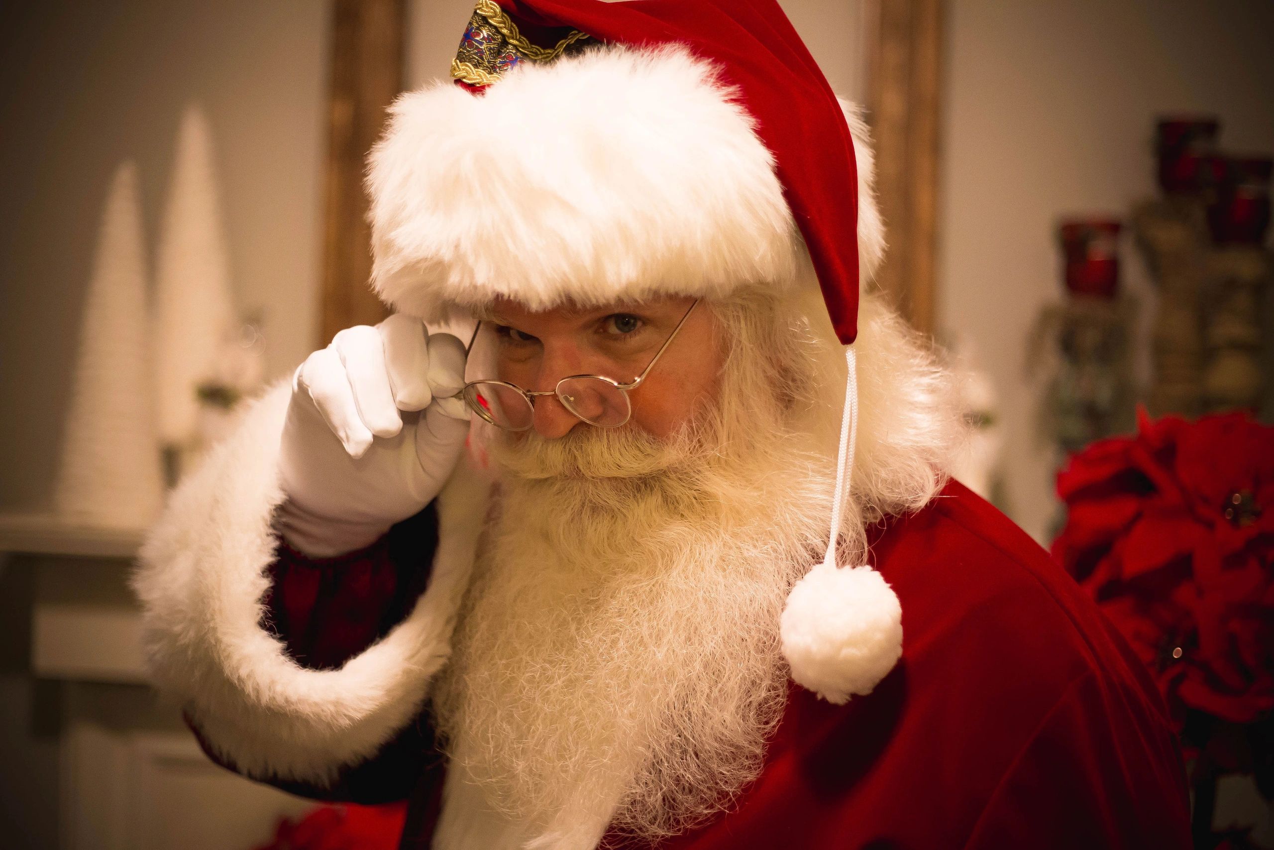Santa Claus delivering gifts in Manhattan 