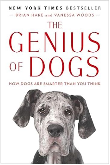 Book cover of 'The Genius of Dogs' featuring a close-up of a dog.