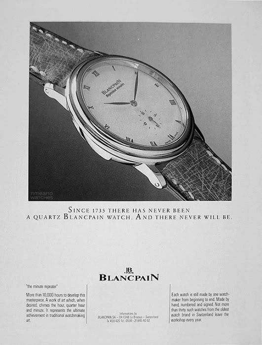 A 1989 print ad for Blancpain