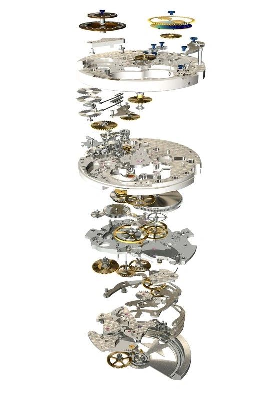 Exploded view of the Integrated Zenith El Primero Chronograph