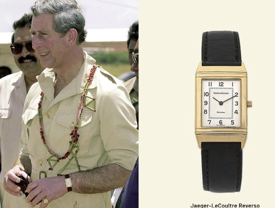 King Charles III - Prince of Wales in this picture - wearing his Gold Reverso King Charles III - Prince of Wales in this picture - wearing his Gold Reverso