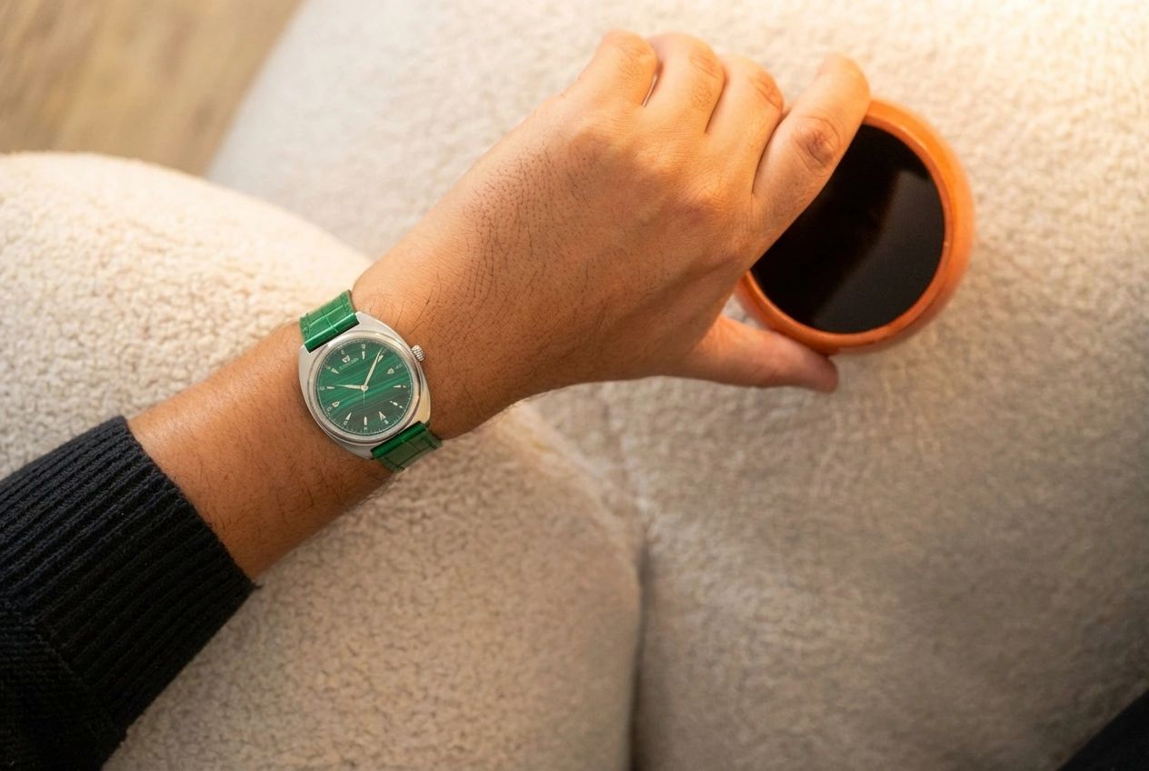 MAGANA's latest drop - the TANJA with a Malachite stone dial