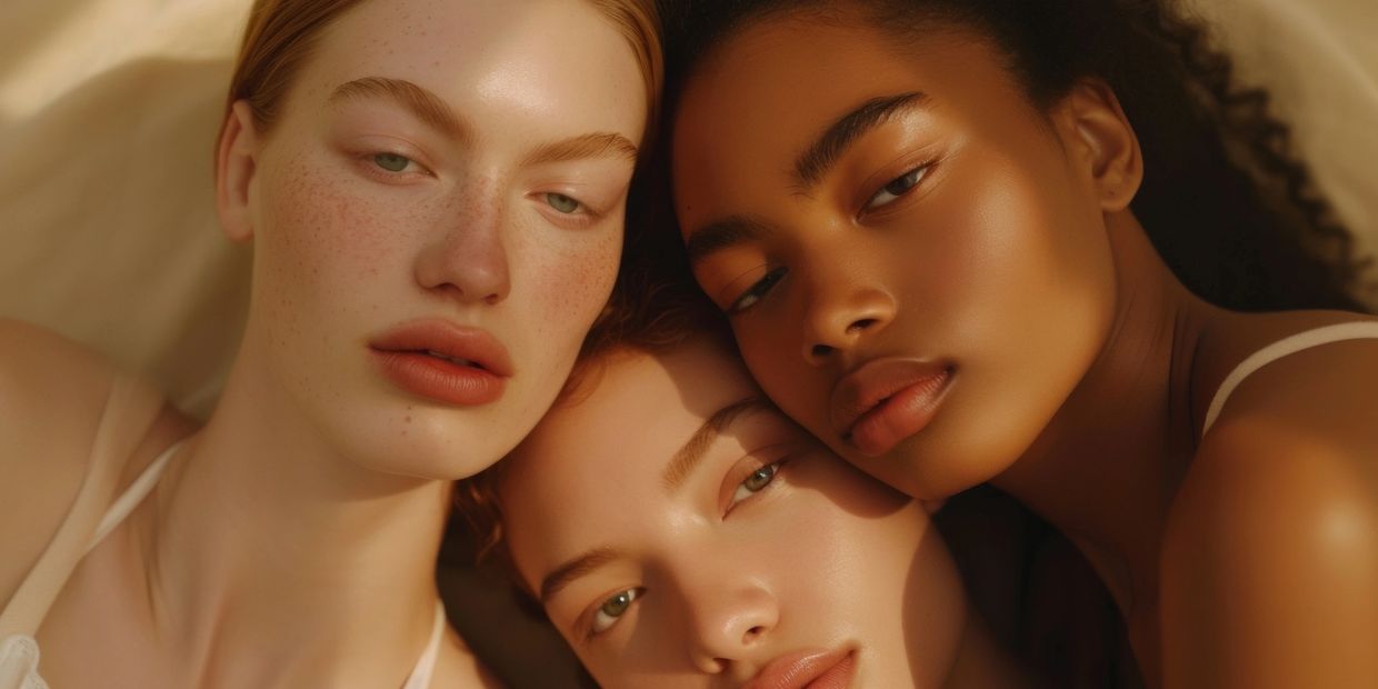 3 women with skin care 