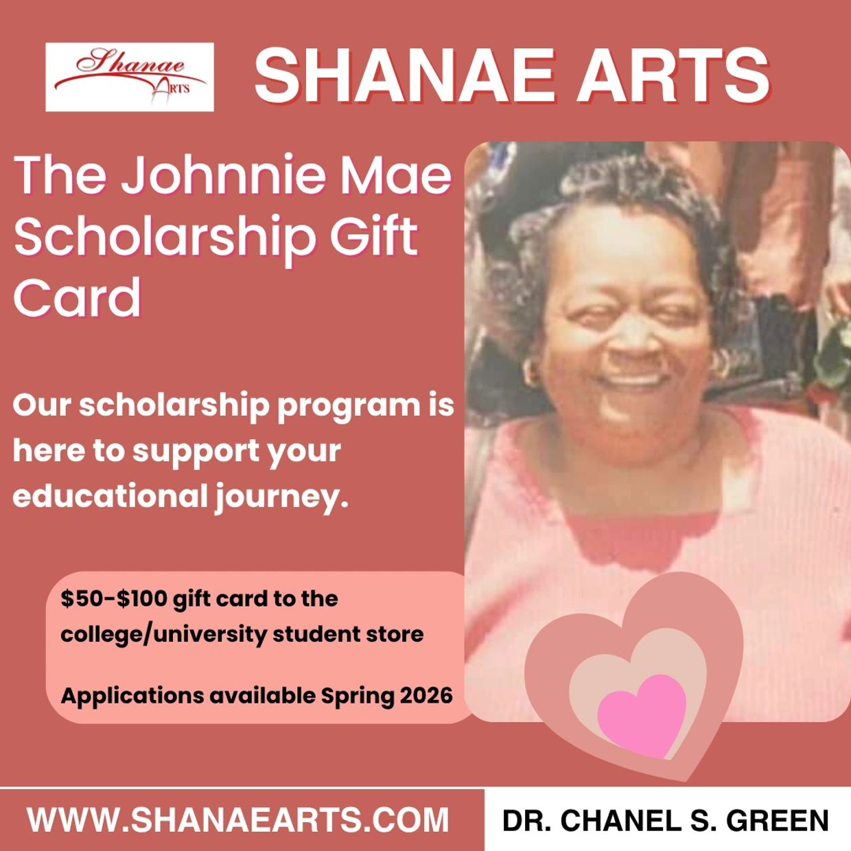 Shanae Arts Johnnie Mae Scholarship Gift Card