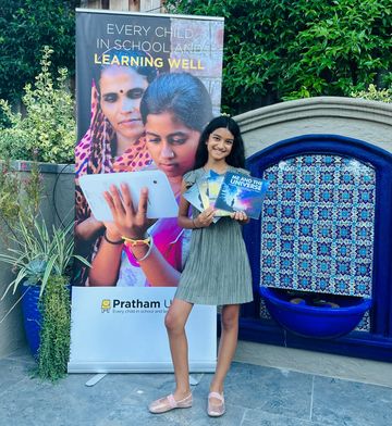Skyler Farasat of Skye+Fam at nonprofit Pratham USA's 2023 Readathon fundraiser kickoff