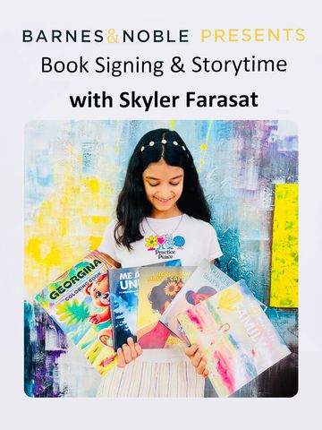 Barnes & Noble features Skyler Farasat of Skye+Fam Books with this author spotlight banner 