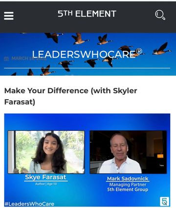 Skyler Farasat of Skye+Fam featured on 5th Element Group's podcast Leaders Who Care as youngest lead