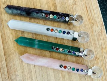 7 Chakras Crystal Wishing Wands with Point and Crystal Ball tip