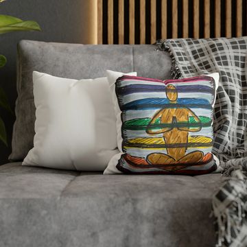 Suede square pillow case with beautiful Skye+Fam art 