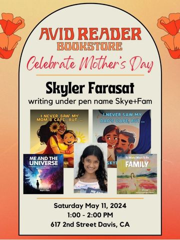 Skyler Farasat of Skye+Fam featured at indie bookstores like Avid Reader