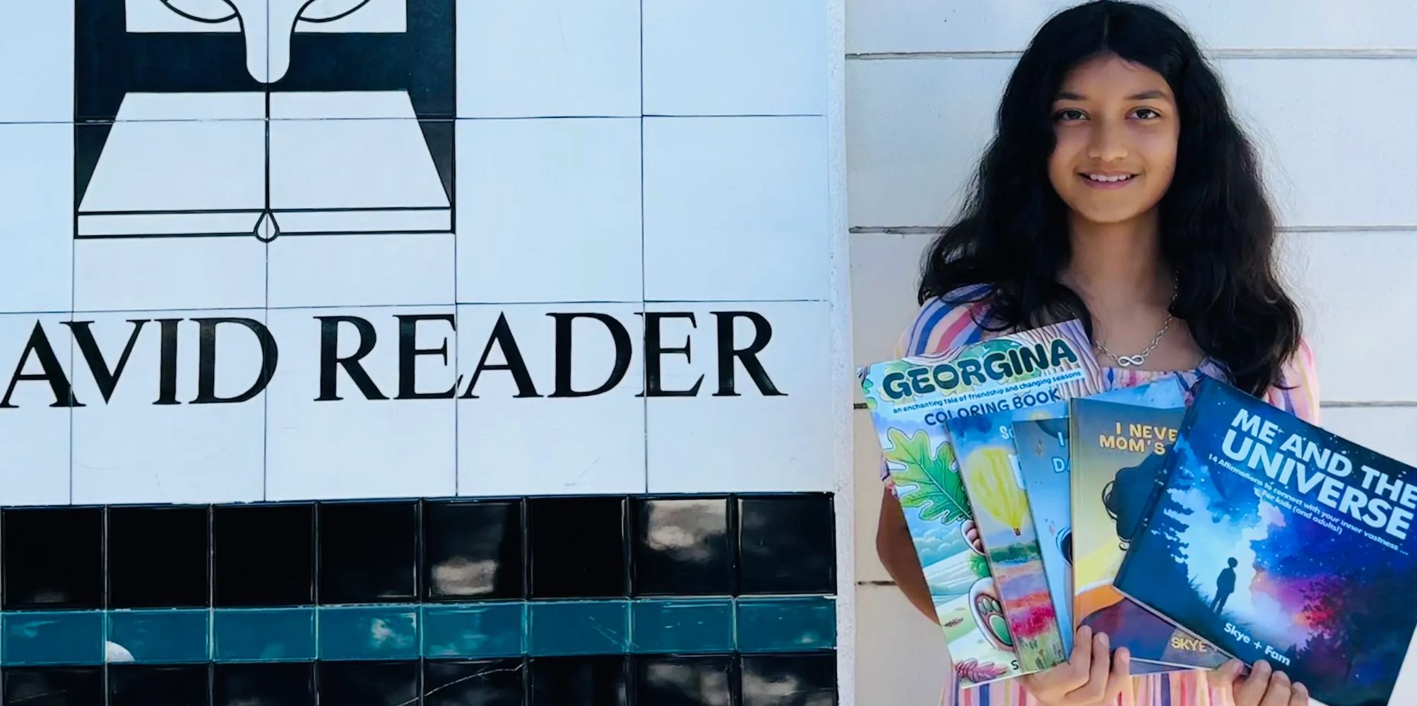 Young author Skyler Farasat of Skye+Fam Books with her 5 books!