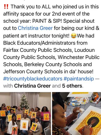 Teachers showing their art from the paint and sip.