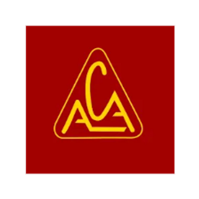 Yellow ACA logo on a red background.