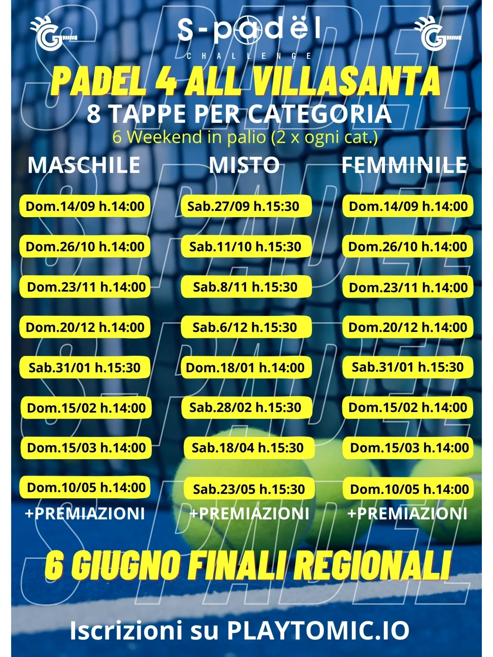 CALENDARIO TORNEI PADEL 4 ALL VILLASANTA VIA MAMELI.
MONZA E BRIANZA