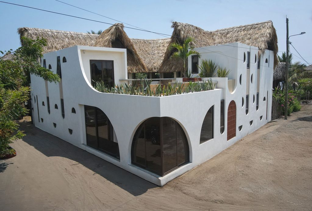 architecture, facade, Paredon, terrace, caracola, arches, surf, hostel