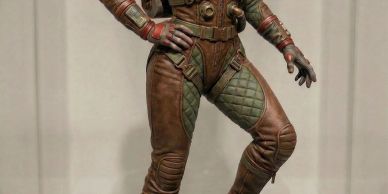 A person in a detailed armored suit.