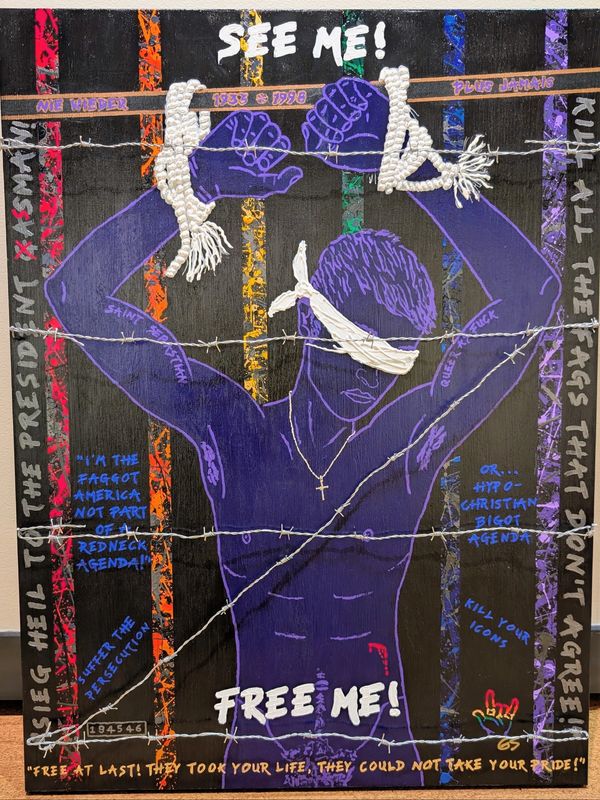 Geoff Staub's politically charged LGBTQ+ painting condemning fascism, religious hypocrisy & violence