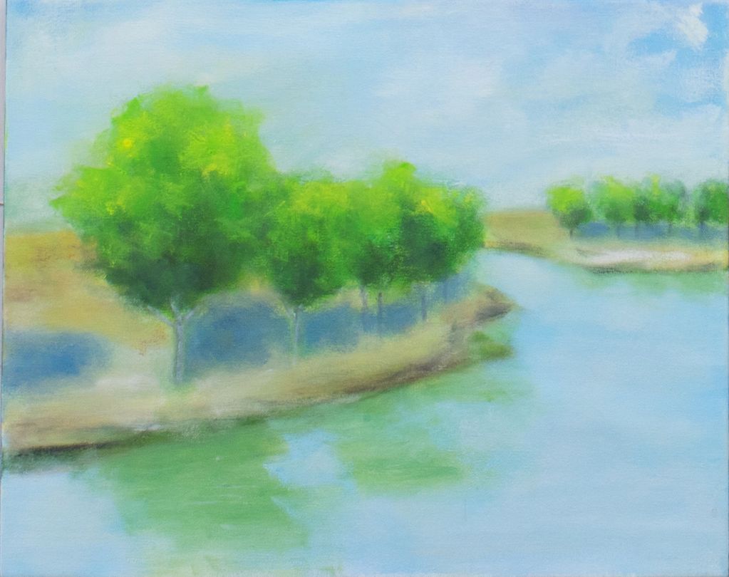 river, landscape, trees, sky, clouds, water, tranquility, peaceful, nature, greenery