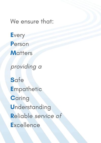 Our statement explaining our values of being a secure transport company