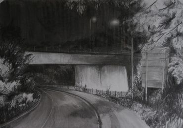 The Overpass - Road overpass goes across the page with a road going underneath. The scene is set at 