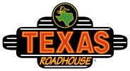 Texas Roadhouse logo with neon style text and a green state icon.