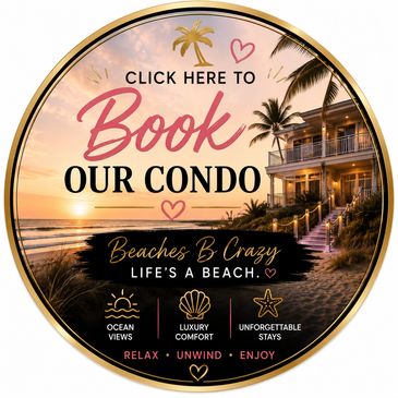 Advertisement for booking a beachfront condo with luxury and ocean views.