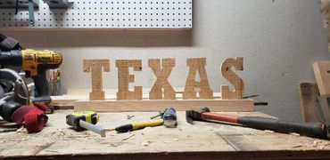 Wooden Texas letters