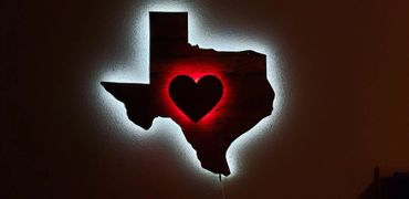 Heart of Texas back lit with LED strips