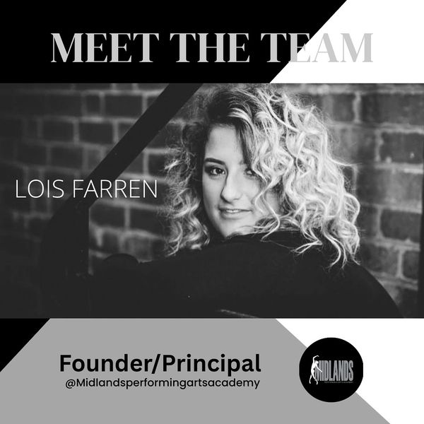 Lois Farren, founder and principal of Midlands Performing Arts Academy, posed in a black and white photo.