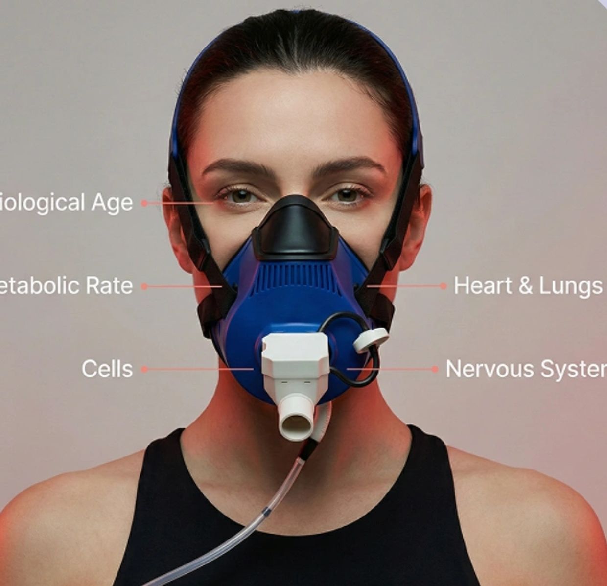 Person wearing a metabolic testing mask.