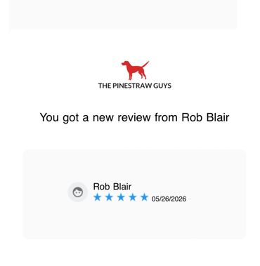 Notification of a five-star review from Rob Blair.